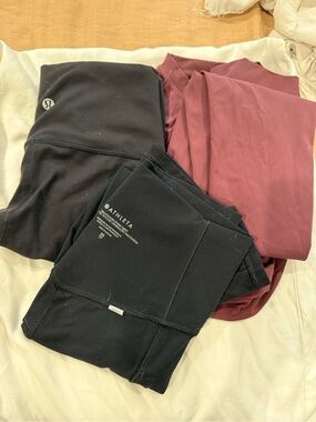 Athleta and Lululemon Active Leggings Bundle - Black & Mauve